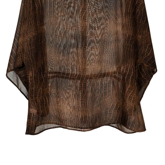 Chaps Ralph Lauren Women's Blouse Snake Print Drawstring Western Beachy Top S - Picture 8 of 9